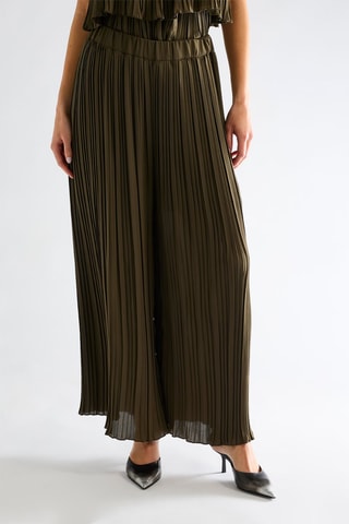 Pantalon plissé taille haute - Kaki