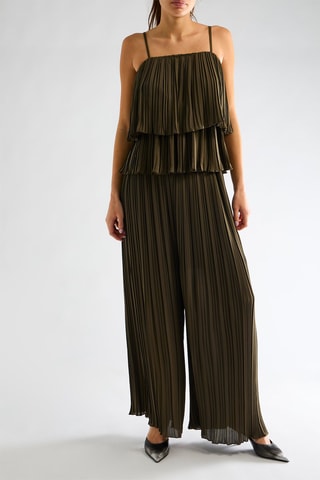 Pantalon plissé taille haute - Kaki