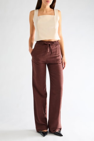 Pantalon taille haute - Marron foncé
