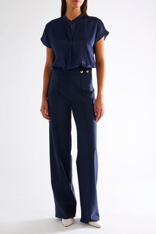Pantalon taille haute - Bleu marine