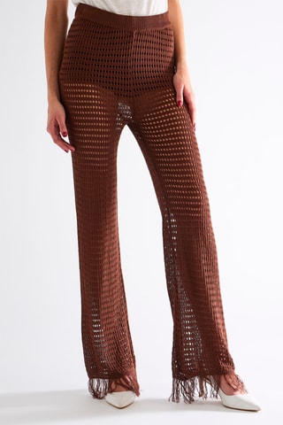 Pantalon taille haute - Marron