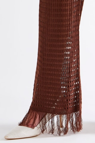 Pantalon taille haute - Marron