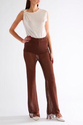 Pantalon taille haute - Marron