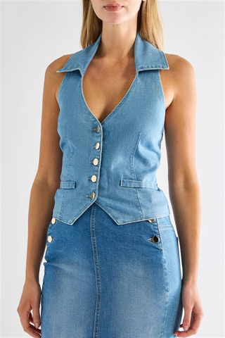 Veste sans manches en jean - Bleu indigo