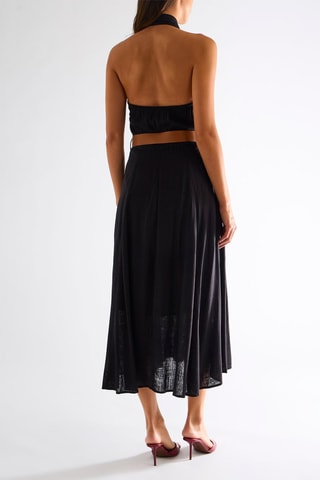 Robe midi en lin - Noir
