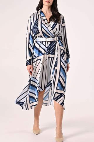 Robe portefeuille - Bleu marine et écru