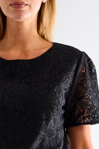 Robe midi en guipure - Noir