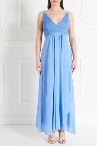 Robe longue bi-matière - Bleu