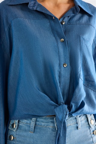 Chemisier noué en jean - Bleu
