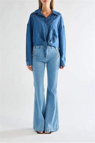 Chemisier noué en jean - Bleu