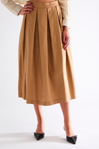 Jupe plissée taille haute - Beige