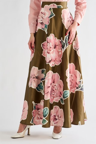 Jupe longue taille haute - Vert olive