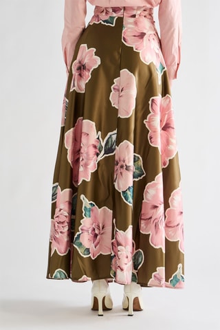 Jupe longue taille haute - Vert olive
