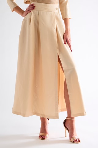 Jupe longue taille haute - Beige