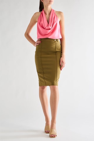 Jupe fourreau taille haute - Vert olive