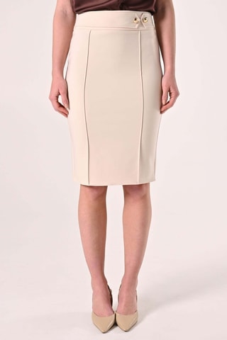Jupe fourreau taille haute - Beige