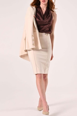 Jupe fourreau taille haute - Beige