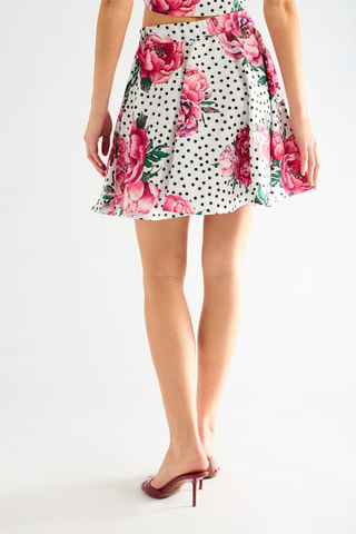 Jupe patineuse taille haute - Fuchsia et blanc
