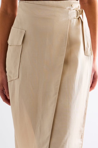 Jupe portefeuille taille haute - Beige