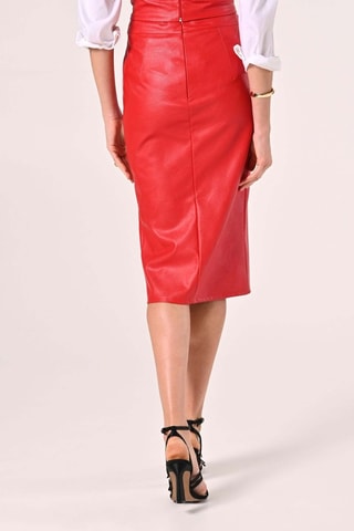 Jupe droite taille haute - Rouge