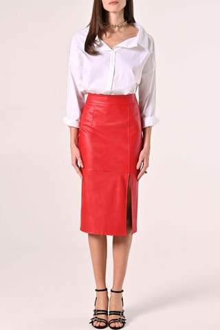 Jupe droite taille haute - Rouge