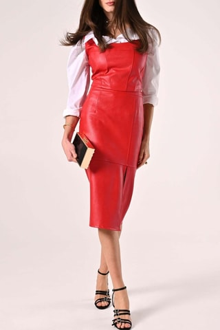 Jupe droite taille haute - Rouge