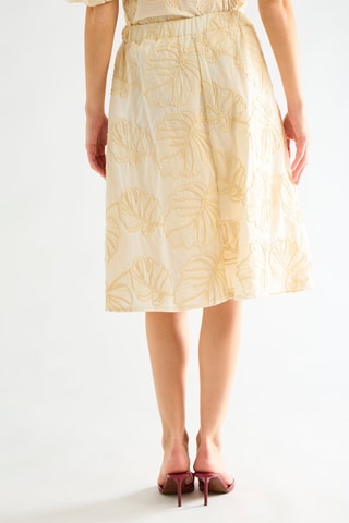 Jupe midi taille haute - Beige