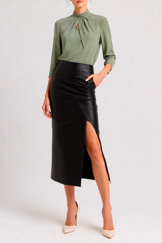 Jupe fourreau longue asymétrique taille haute - Noir