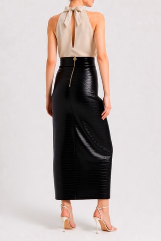 Jupe fourreau longue asymétrique taille haute - Noir
