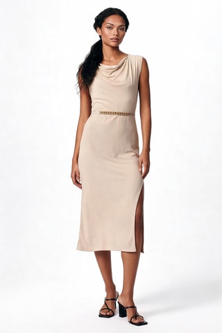Robe droite sans manches - Beige