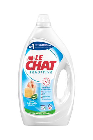 2 x Lessive Sensitive Savon de Marseille et Aloe Vera Le Chat - 63 lavages - 2,835 l