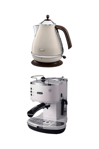 Cafetière + Bouilloire sans fil Icona Vintage - Beige et blanc