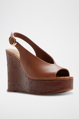Sandali con zeppa in pelle Tatianah - Marrone scuro