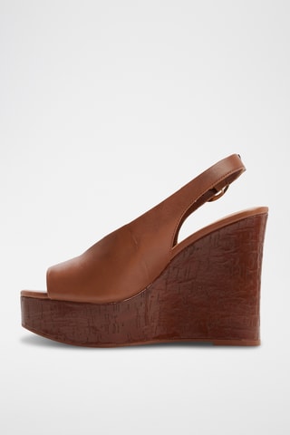 Sandali con zeppa in pelle Tatianah - Marrone scuro