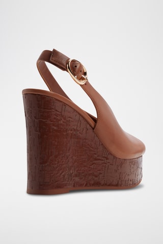 Sandali con zeppa in pelle Tatianah - Marrone scuro