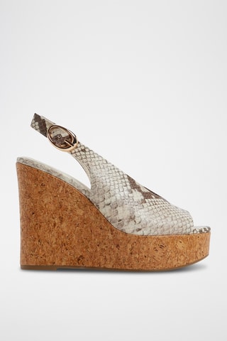 Sandali con zeppa in pelle Tatianah - Marrone scuro