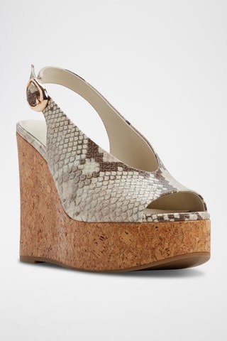 Sandali con zeppa in pelle Tatianah - Marrone scuro