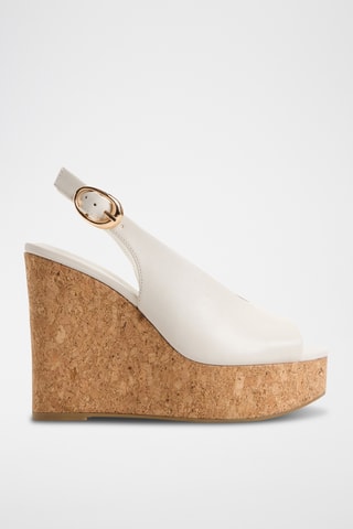 Sandali con zeppa in pelle Tatianah - Bianco