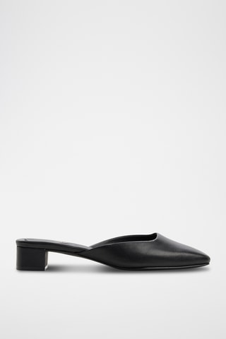 Ciabatte con tacco in pelle Lannah - Nero