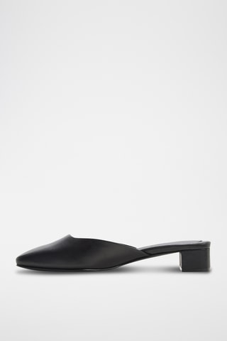 Ciabatte con tacco in pelle Lannah - Nero