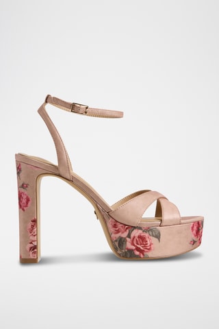 Sandali con tacco Rosine - Beige e rosa cipria