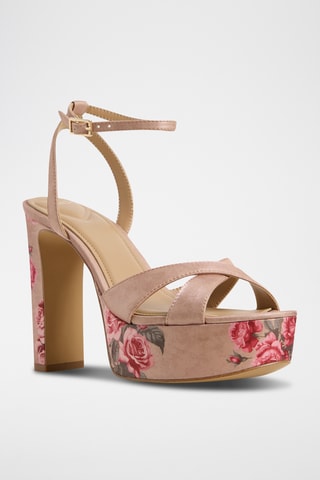 Sandali con tacco Rosine - Beige e rosa cipria