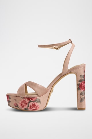 Sandali con tacco Rosine - Beige e rosa cipria