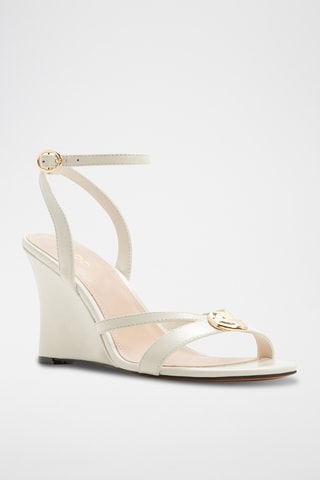 Sandali con zeppa in pelle Tatiania - Bianco