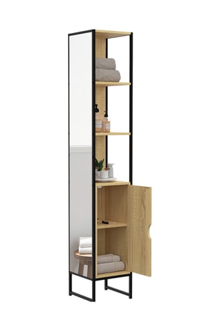 Columna de cuarto de baño de 1 puerta con espejo - 30 x 30 x 170 cm