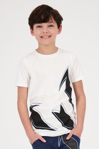 T-shirt Huaco - Wit - Wit, zwart en blauw
