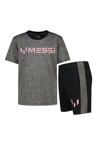 T-shirt en Short - Gemêleerd Donkergrijs en Zwart - Roze