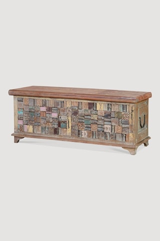 Coffre en manguier et bois recyclé - 106 x 36 x 41 cm