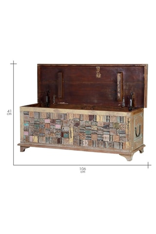 Coffre en manguier et bois recyclé - 106 x 36 x 41 cm