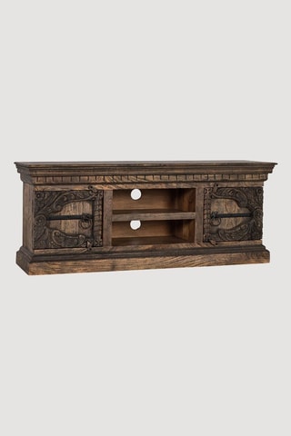 Meuble TV 2 portes en manguier massif - 150 x 61 x 40 cm